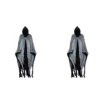 Костюм привидения на Хэллоуин, страшная накидка с капюшоном для косплея (черный) /