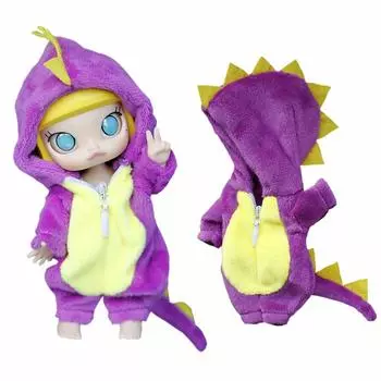 Костюм rakulifey OB11, милый комбинезон для животных Obitsu 11, одежда Obitsu 11 см, кукла, одежда для динозавров, 4 цвета, подарок (фиолетовый)