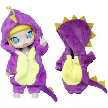 Костюм Rakulifey Ob 11 размера, милый комбинезон для животных Obitsu 11, одежда Obitsu 11 см, кукла, одежда для динозавров, 4 цвета, подарок, фиолетовый, фиолетовый