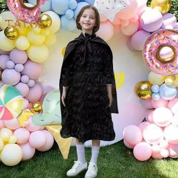 Костюм розовой принцессы-ведьмы для девочек, платье для косплея с шапкой, перчатками, очками, чулками, легкий костюм для вечеринок на Хэллоуин 110cm розовый