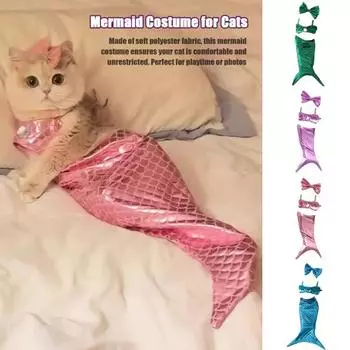 Костюм Русалки для питомца, наряд русалки, милый костюм в форме русалки, одежда с рыбьим хвостом, стильная одежда для кошек S розовый