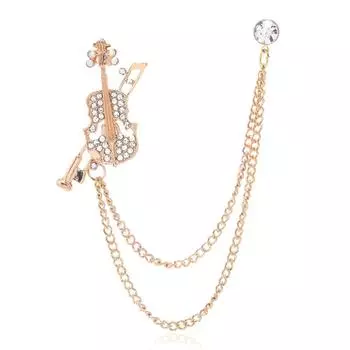 Костюм с бриллиантами, брошь в виде скрипки, стильные аксессуары для мужского костюма, украшение в виде значка, креативный и универсальный серебряный