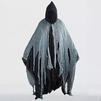 Костюм с капюшоном и привидениями, мрачная накидка для вечеринки красный