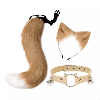 Костюм с кошачьими ушками и хвостом, нарядное платье, головной убор для косплея для маскарада на Хэллоуин