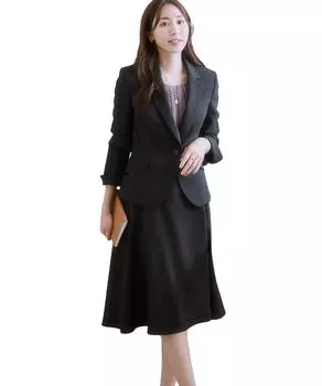 Костюм с юбкой, расклешенный костюм, пиджак, черный, размер L [Nissen] [Женский костюм] (Кант + юбка) (Новый размер) чёрный