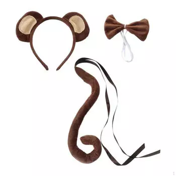 Костюм с ушками и хвостом животного для тематического маскарада, дня рождения Brown Monkey