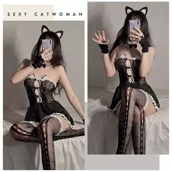 Костюм соблазнения в стиле аниме для маленькой дикой кошки, костюм для девочки-кролика, комбинезон для косплея