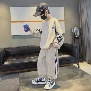 Костюм-свитер для мальчиков весна-лето 2025 года - модная и стильная детская спортивная одежда 130 cm