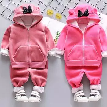 Костюм-свитер из бархата для девочек: Уютный осенне-зимний комплект для малышей от 0 до 3 лет 120cm