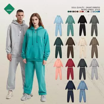 Костюм-свитер с капюшоном из флиса осень/зима 2022 г. — европейский и американский свободный крой, однотонный, плюс бархат Pants; S света кораллов