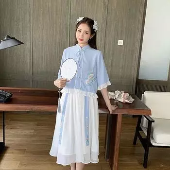 Костюм Тан в китайском стиле, юбка Ципао в этническом стиле, комплект из двух предметов M
