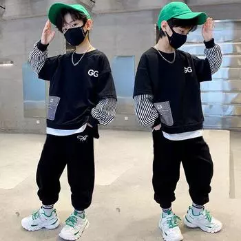 Костюм-толстовка для мальчиков 2025 года: Стильная уличная одежда для детей - комплект из 2 предметов весна/осень 110 cm