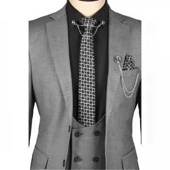 Костюм-тройка с двойными пуговицами и двойным разрезом DeepSEA итальянского кроя 5283001