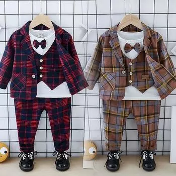 Костюм-тройка, весенне-осенняя детская повседневная одежда 80 темно-синий