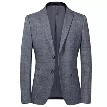 Костюм Весна и Осень Тонкий мужской льняной клетчатый костюм Slim Fit Молодежь и средний возраст Маленький костюм Повседневный Повседневный костюм M