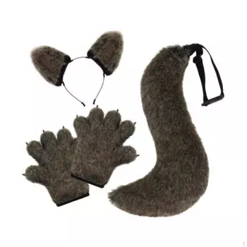 Костюм «Волчьи уши и хвост» для фестиваля, карнавала, ночного клуба, ролевой игры Black