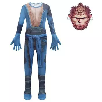 Костюм Вуконга Миф Черный Детский Комбинезон Маска Набор Игра Косплей Хэллоуин Вечеринка Child 110