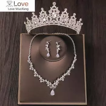 Костюм в стиле барокко, комплекты свадебных украшений, стразы, кристаллы, тиара, серьги-короны, ожерелье, свадебное ожерелье, роскошный комплект ювелирных изделий для невесты, подарок на вечеринку