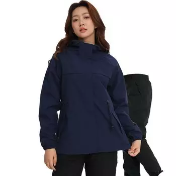 костюм верх и низ комплект вода Aoki Outdoor Golf горный горный дождливый сезон защита Дождевик, Плащ, женский [дождевик водонепроницаемый, отталкивающий, тёмно-синий