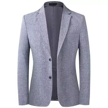 Костюм весенне-летний дышащий мужской повседневный костюм корейский стиль с разрезом маленький пиджак из хлопка и льна для мужчин M