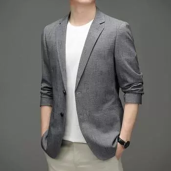 Костюм весна и осень новый мужской костюм Slim Fit Молодежь и средний возраст Тонкий маленький костюм M серый