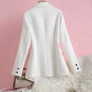 Костюм женский пиджак новый маленький костюм тонкий темпераментный топ неутюживающийся талия одна пуговица топ S белый