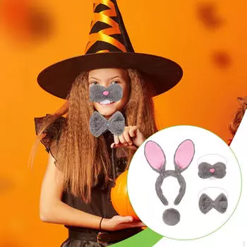 Костюм животного, повязка на голову, украшение для детского шоу на Хэллоуин, Пасху серый