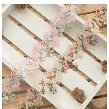 Костюмное платье, отделка ленты, украшение для платья, ручная работа, сделай сам, ткань, кружевное шитье, ремесло, растворимая вышивка 6CM светло-розовый
