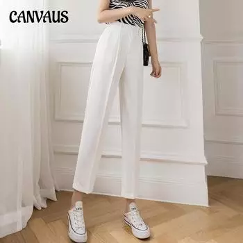 Костюмные брюки женские прямые свободные тонкие брюки с высокой талией, маленькие повседневные брюки-дудочки с девятью точками, брюки длиной девять четвертей