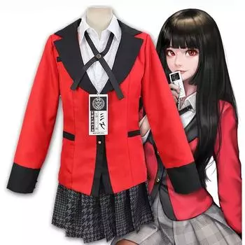 Костюмы аниме Kakegurui Yumeko Jabami, 5 шт./компл., косплей для девочек, взрослых и детей xs