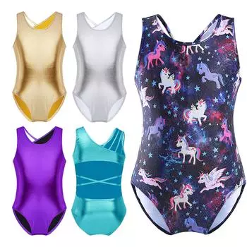 Костюмы балерины для девочек, танцевальная одежда с открытой спиной и бретелями, одежда для балетных танцев, гимнастическое трико, боди для детей 5-6 Years фиолетовый