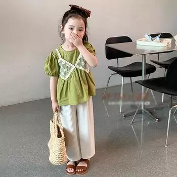 Костюмы для девочек Sweet Wild, детские рубашки и брюки из двух частей 130