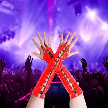 Костюмы для косплея, аксессуары, женские длинные перчатки, перчатки до локтя, реквизит для фотосессии из ПВХ, вечерняя вечеринка красный