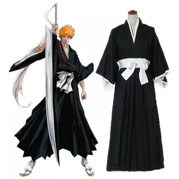 Костюмы для косплея Bleach Kuchiki Rukia Kurosaki Ichigo Die Pa Soul Society, кимоно синигами, полный наряд, тысячелетняя кровавая война S чёрный