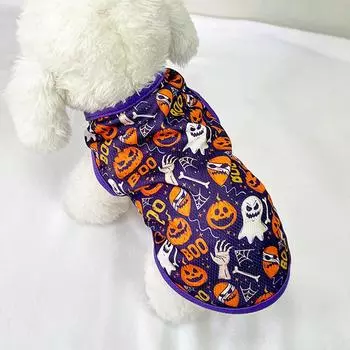 Костюмы для косплея для собак, маленьких и средних собак, кошек, костюмы для вечеринки на Хэллоуин, симпатичная одежда для домашних животных с мультяшным принтом, жилет для щенков и кошек C-XXL