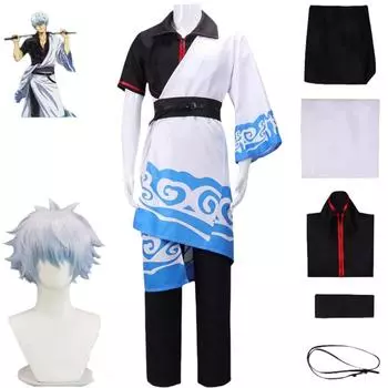 Костюмы для косплея Саката Гинтоки, костюмы для косплея на Рождество в стиле аниме «Гинтама», мужская одежда, черно-белые костюмы S&Gintama