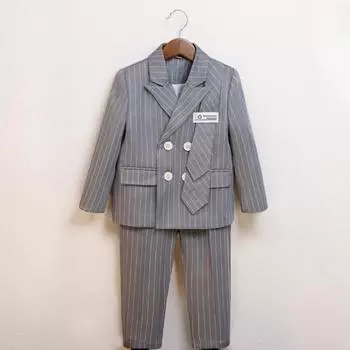 Костюмы для мальчиков на свадьбу, красивый полосатый детский комплект блейзера на день рождения, формальные детские школьные костюмы для игры на пианино 80cm серый