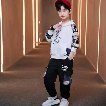 Костюмы для мальчиков, весенние и осенние модели, детская одежда для больших детей, детские осенние спортивные костюмы, осенние мальчики 170 белый