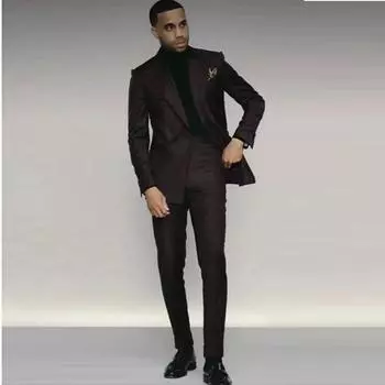 Костюмы для мужчин комплект из 2 предметов свадебные роскошные пиджаки брюки элегантные блейзеры вечерние классические полные без аксессуаров S бордовый