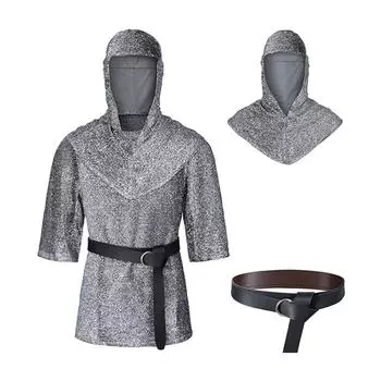 Костюмы для ролевых игр на Хэллоуин, имитация цепной рубашки, костюм для косплея рыцаря, комплект из 3/4 предметов L