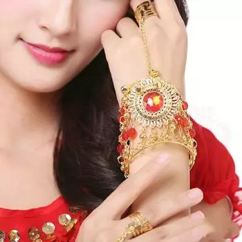 Костюмы для танца живота Tribal Show Out, аксессуары для выступлений на браслетах, танцевальные аксессуары красный