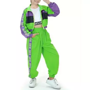 Костюмы для выступлений мальчиков и девочек, танцевальные спортивные костюмы, костюмы для хип-хопа, костюмы для дискотеки 140 зелёный