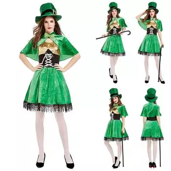 Костюмы для женского праздника. Вечеринка с выступлением ирландских гоблинов в честь Дня Святого Патрика S зелёный