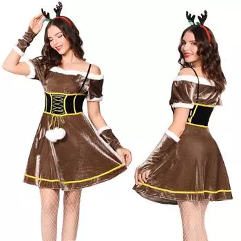 Костюмы лося, подходят для бара, COS, рождественское праздничное платье для девочек, платье для взрослых, униформа для выступлений в ночном клубе Free szie