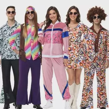 Костюмы на Хэллоуин в стиле ретро 80-х в стиле хип-хоп и диско для карнавала и представления. XL