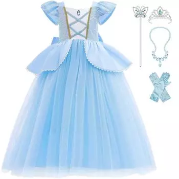 Костюмы принцессы для девочек, нарядное платье с пышными рукавами для дня рождения и аксессуарами 100 аэро