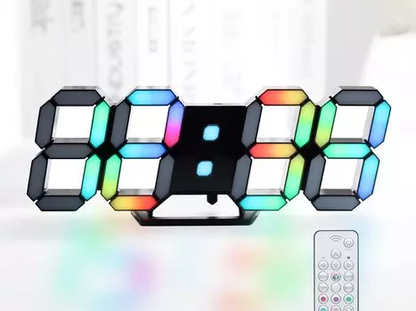 KOSUMOSU многоцветный цифровой 7-цветный светодиодный неоновый RGB настенный стол регулируемый с дистанционным управлением отображением времени функция будильника часы, часы, часы, часы, часы,