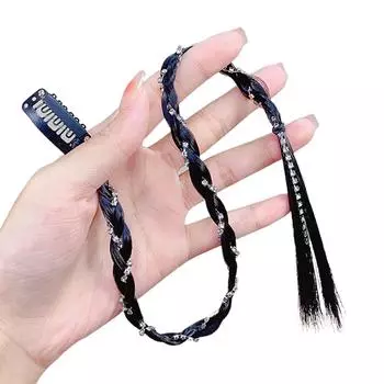 Косы для наращивания волос Детские косички 20-дюймовые длинные плетеные заколки для наращивания волос в синтетических шиньонах Черные синтетические волосы 11