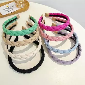 Косы ручной работы в стиле ретро темперамент повязка на голову украшение сплошной цвет повязка для волос 17*2.5cm чёрный