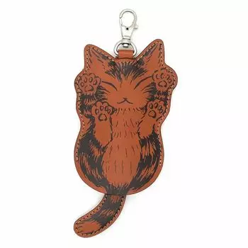 Кот Даян Даян Натуральная кожа Когда вы тянете ключ появляется Nyankyu хвост ключ чехол [Wachifield] хвост, коричневый